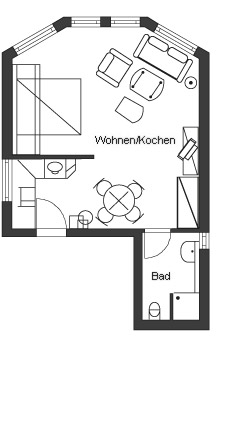 Grundri&szlig; - 1 Raum Apartment